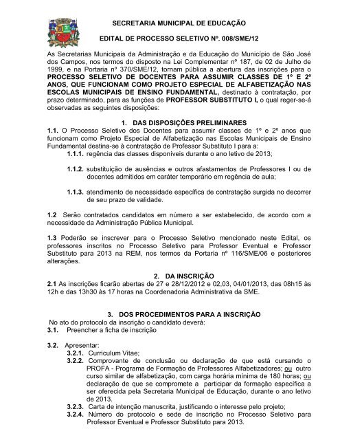 SECRETARIA MUNICIPAL DE EDUCAÃÃO EDITAL DE ...