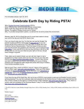 Celebrate Earth Day by Riding PSTA!