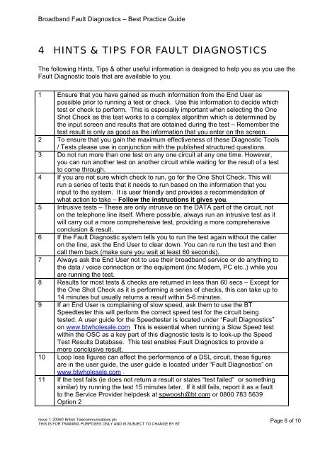 BROADBAND FAULT DIAGNOSTICS A BEST PRACTICE GUIDE