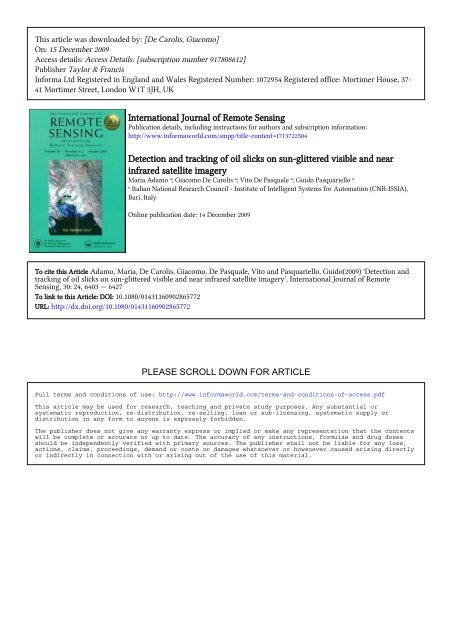 International Journal of Remote Sensing Detection and ... - Cnr