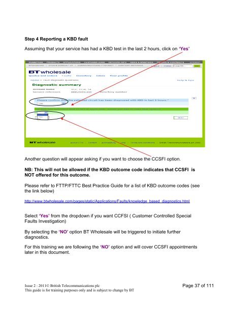 ECO PLUS WBC (FTTX) FAULT REPORTING TRAINING GUIDE