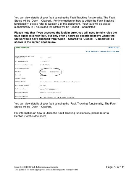 ECO PLUS WBC (FTTX) FAULT REPORTING TRAINING GUIDE