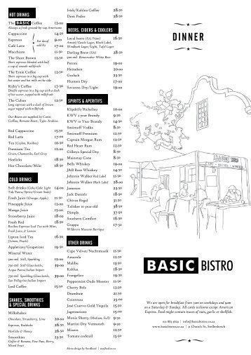 Dinner Menu - Basic Bistro