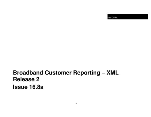 Broadband Customer Reporting – XML Release 2 Issue 16.8a