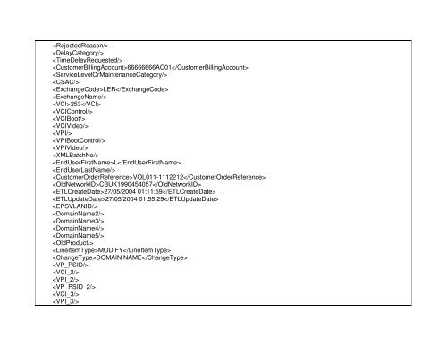 Broadband Customer Reporting – XML Release 2 Issue 16.8a