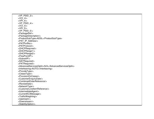 Broadband Customer Reporting – XML Release 2 Issue 16.8a