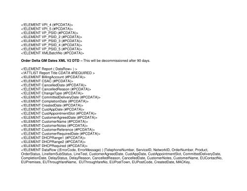 Broadband Customer Reporting – XML Release 2 Issue 16.8a