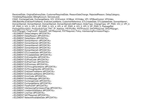 Broadband Customer Reporting – XML Release 2 Issue 16.8a