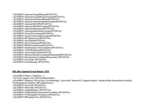 Broadband Customer Reporting – XML Release 2 Issue 16.8a