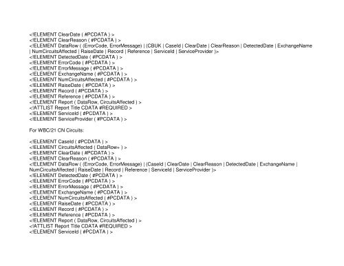 Broadband Customer Reporting – XML Release 2 Issue 16.8a