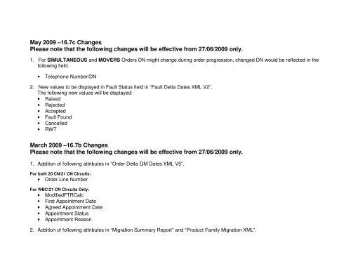 Broadband Customer Reporting – XML Release 2 Issue 16.8a