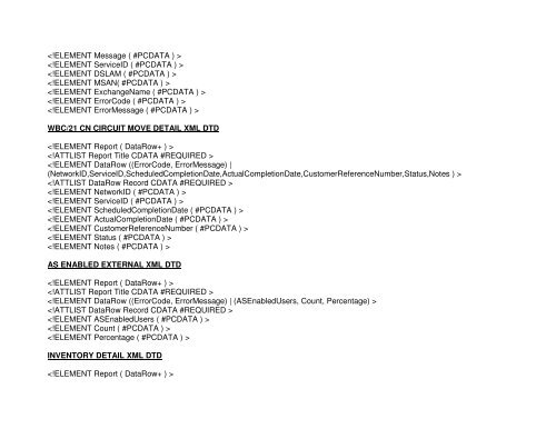 Broadband Customer Reporting – XML Release 2 Issue 16.8a