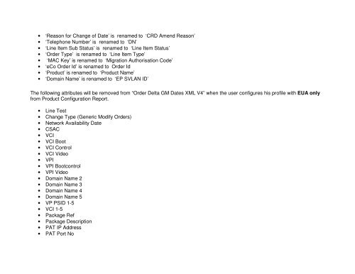 Broadband Customer Reporting – XML Release 2 Issue 16.8a