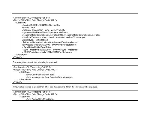 Broadband Customer Reporting – XML Release 2 Issue 16.8a