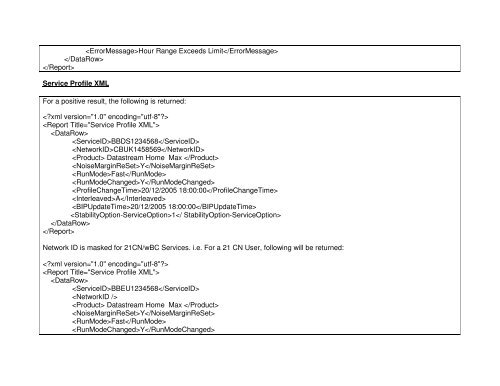 Broadband Customer Reporting – XML Release 2 Issue 16.8a