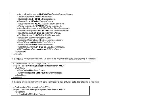 Broadband Customer Reporting – XML Release 2 Issue 16.8a