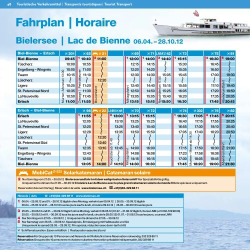 À la carte 2012 - BSG - Bielersee Schifffahrt