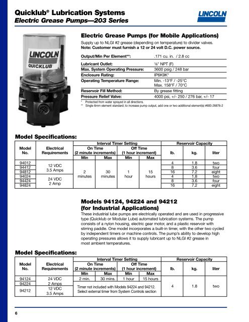 Quicklub Lubrication Systems - Lincoln Automatic Lubrication ...