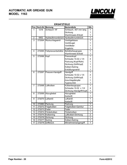 Air Grease Gun - Series "A" - SEC D7 - PAGE 1