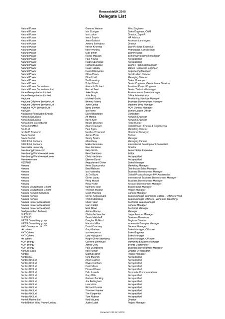 DO NOT DELETE delegate list web - British Wind Energy Association