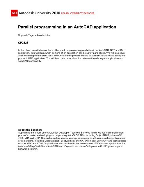 Parallel programming in an AutoCAD application - Autodesk