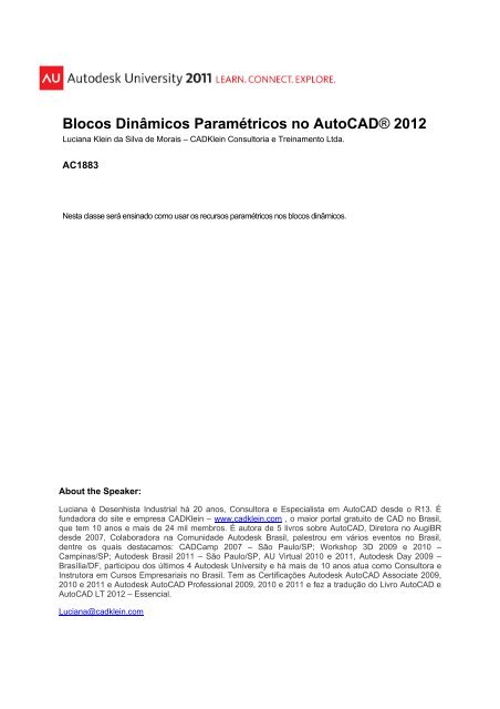 Blocos DinÃ¢micos ParamÃ©tricos no AutoCADÂ® 2012 - Autodesk