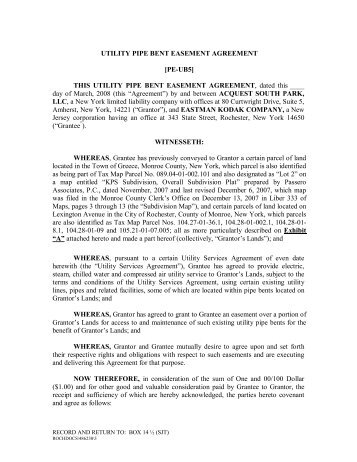 UTILITY PIPE BENT EASEMENT AGREEMENT [PE-UB5] THIS ...
