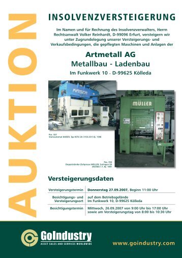 INSOLVENZVERSTEIGERUNG