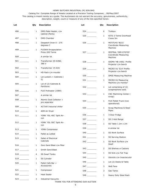 HENRY BUTCHER INDUSTRIAL (M) SDN BHD Catalog For ...