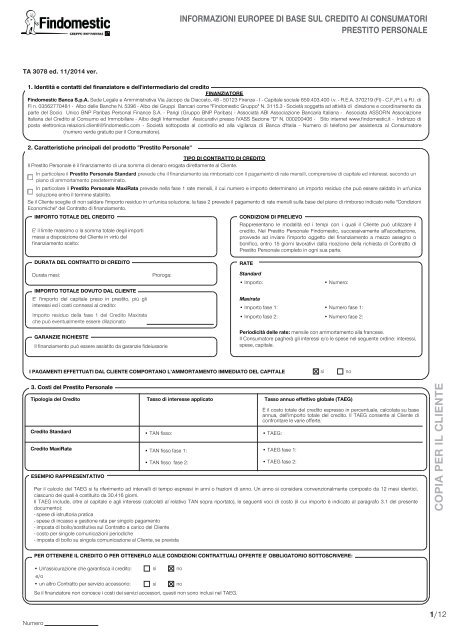 TA3078 - Area Clienti - Findomestic