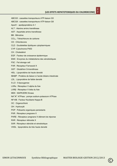 HEPATOTOXIQUES DU CHLORDECONE