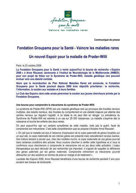 CommuniquÃ© de Presse au format p.d.f. - Fondation Groupama pour ...