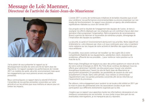 2011 Saint-Jean-de-Maurienne Rapport sur le ... - Rio Tinto Alcan