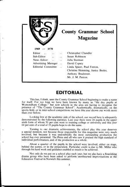 The County Grammar School Magazine 1970