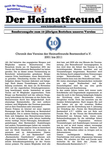 Sonderausgabe 2011 - Verein der Heimatfreunde Beetzendorf eV