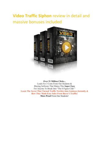 Video Traffic Siphon   special review and massive bonuses pack