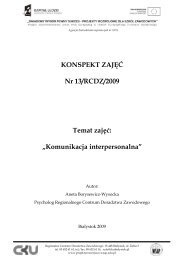 KONSPEKT ZAJĘĆ Nr 13/RCDZ/2009 Temat zajęć „Komunikacja interpersonalna”