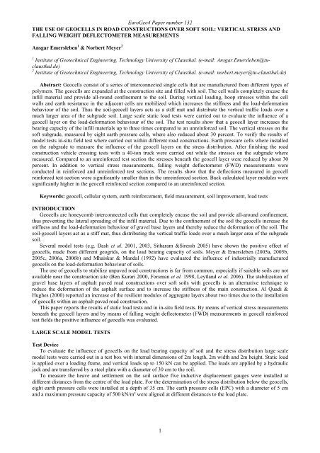 The Use of Geocells in Road Constructions Over Soft Soil: Vertical ...