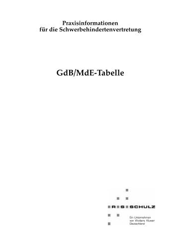 GdB/MdE-Tabelle