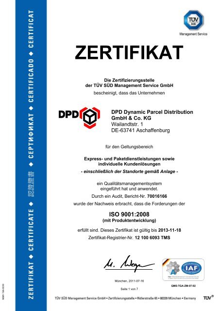 ZERTIFIKAT - DPD