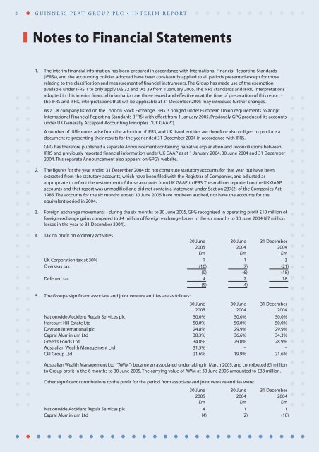 GPG Interim Report 2005 - Guinness Peat Group plc