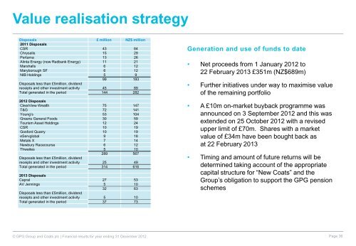 GPG Group and Coats plc