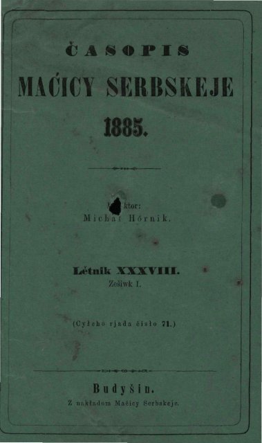 Äasopis MaÄicy Serbskeje 1885