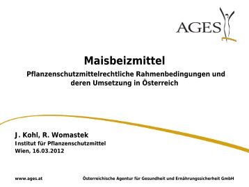 Robert Womastek, Institutsleiter Pflanzenschutzmittel (pdf - AGES