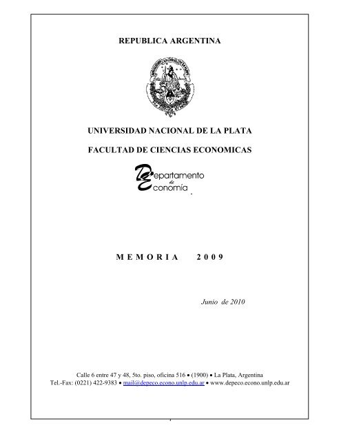 Memoria 2009 - Departamento de EconomÃ­a - Universidad Nacional ...