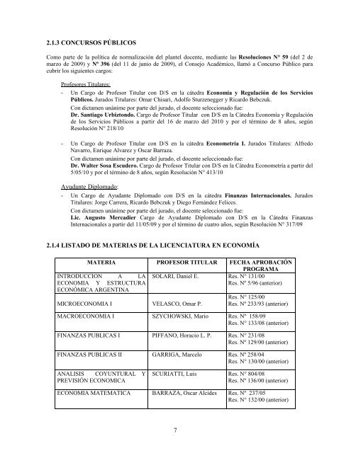 Memoria 2009 - Departamento de EconomÃ­a - Universidad Nacional ...