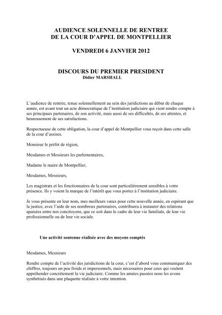 Discours De M Marshall 43 9 Koctets Pdf Ca Montpellier