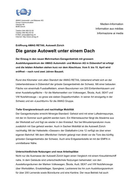 Die ganze Autowelt unter einem Dach - Amag