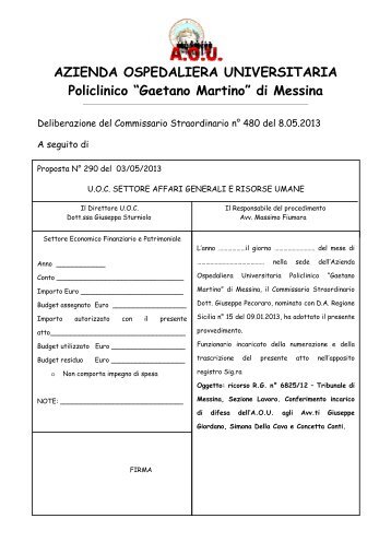 AZIENDA OSPEDALIERA UNIVERSITARIA Policlinico “Gaetano Martino” di Messina