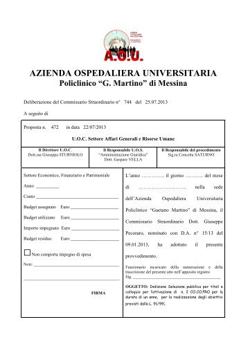 AZIENDA OSPEDALIERA UNIVERSITARIA - G. Martino